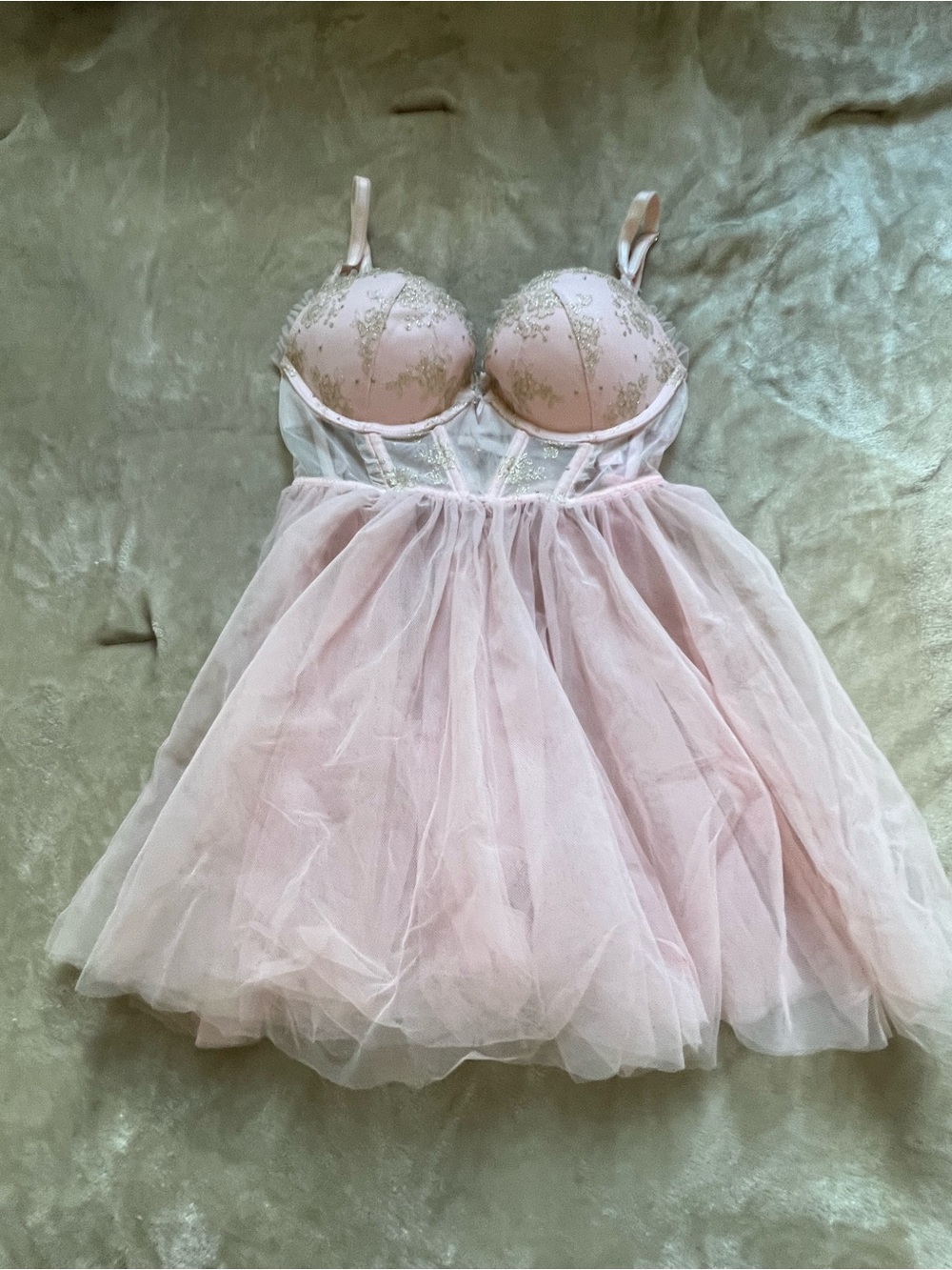 Delicate Pink Lace & Tulle Babydoll